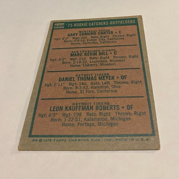 Gary Carter RC Rookie 1975 Topps Baseball Card # 620 Montreal Expos Vintage - Picture 2 of 3